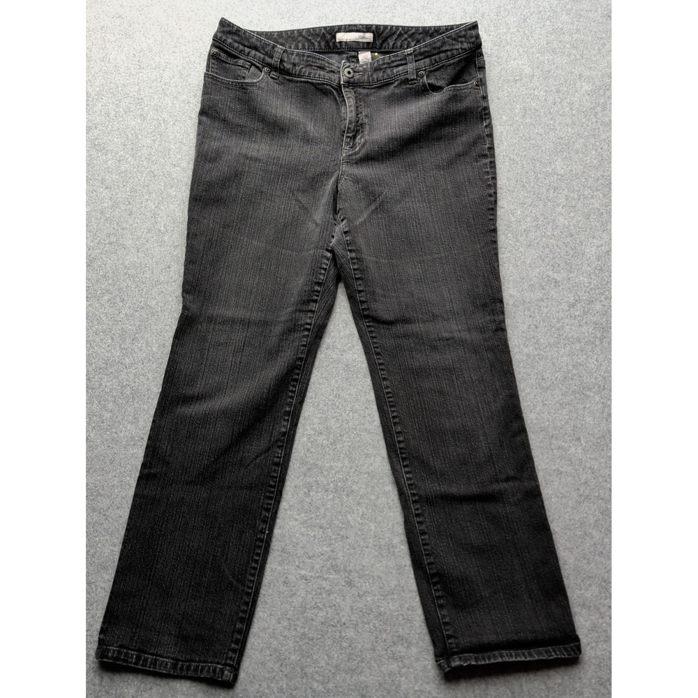 Chico's Platinum Jeans Straight Leg Black Denim Womens Size 3